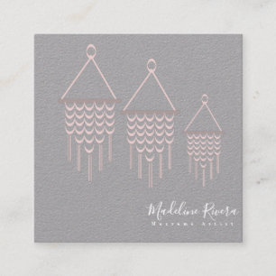 Carte De Visite Carré Artiste Mignonne Macrame Design artisanal rose