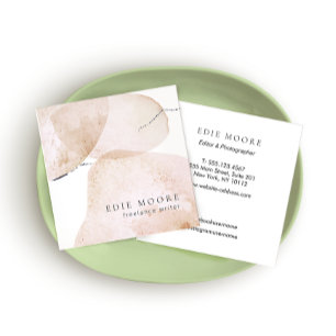 Carte De Visite Carré Artistic Tan Aquarelle Abstrait Art Peint