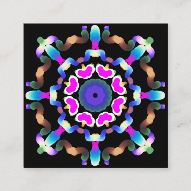 Carte De Visite Carré Arts curatifs au néon de mandala de *~* (Devant)