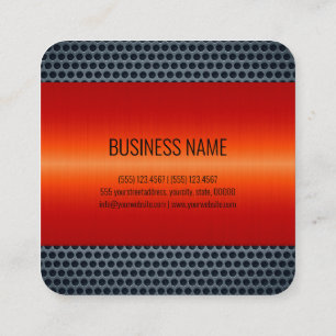 Carte De Visite Carré Aspect métallique en acier inoxydable orange