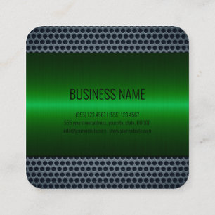 Carte De Visite Carré Aspect métallique en acier inoxydable vert