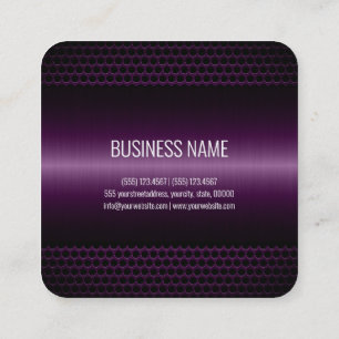 Carte De Visite Carré Aspect métallique foncé violet en acier inoxydab