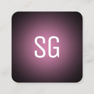 Carte De Visite Carré Assiette - Initiales - Rose sur Noir