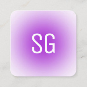 Carte De Visite Carré Assiette - Initiales - Violet