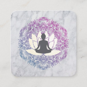 Carte De Visite Carré Assis Lotus Mandala et marbre