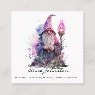 Carte De Visite Carré Assistant Gnome aquarelle violet et noir