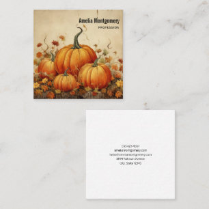 Carte De Visite Carré Automne Rustique Orange Citrouille