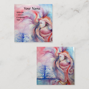 Carte De Visite Carré AVALON/magie et mystère, imaginaire bleu rose