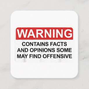 Carte De Visite Carré Avertissement Contient Des Faits Et Des Opinions Q