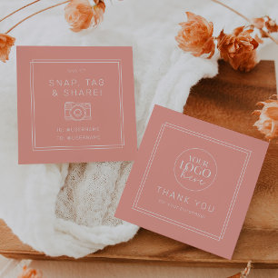 Carte De Visite Carré AVERY Minimal Blush Peach Logo Partage Merci