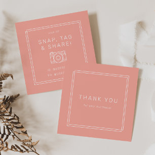 Carte De Visite Carré AVERY Minimal Blush Peach Snap Tag Remerciement