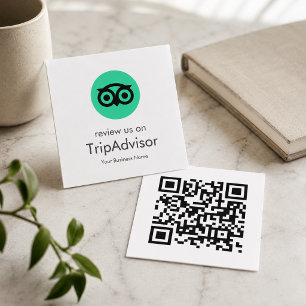 Carte De Visite Carré Avis Tripadvisor Code QR de révision commerciale