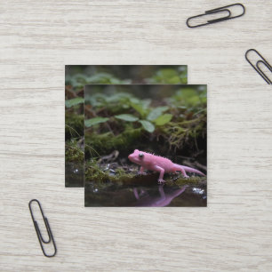 Carte De Visite Carré Axolotl Rose Au Bord De La Rivière,