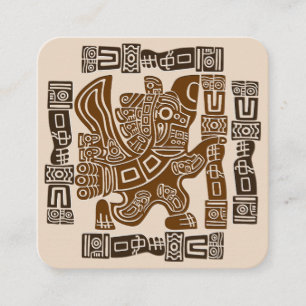 Carte De Visite Carré Aztec Eagle Guerrier Tribal Art antique