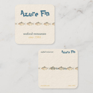 Carte De Visite Carré Azure Fin Coastal Fish Motif Restaurant de fruits