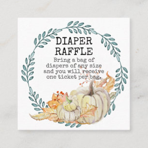 Carte De Visite Carré Baby Boy Douche Déchets Raffle Blanc Citrouille Fe