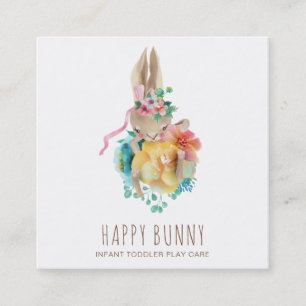 Carte De Visite Carré *~* Baby Bunny Rabbit Garderie Enseignant Nanny Tu
