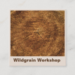 Carte De Visite Carré Bagues annuelles en bois simple Carpères artistiqu