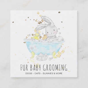 Carte De Visite Carré *~* Bain à bain lapin lapin Bunny Garderie Enseig