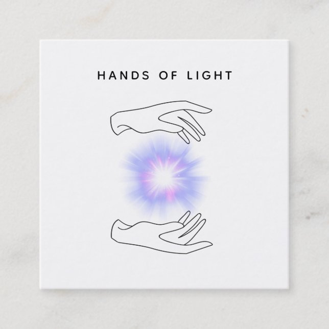 Carte De Visite Carré *~* Bal Energy Hands| Lumières Reiki Heure (Devant)
