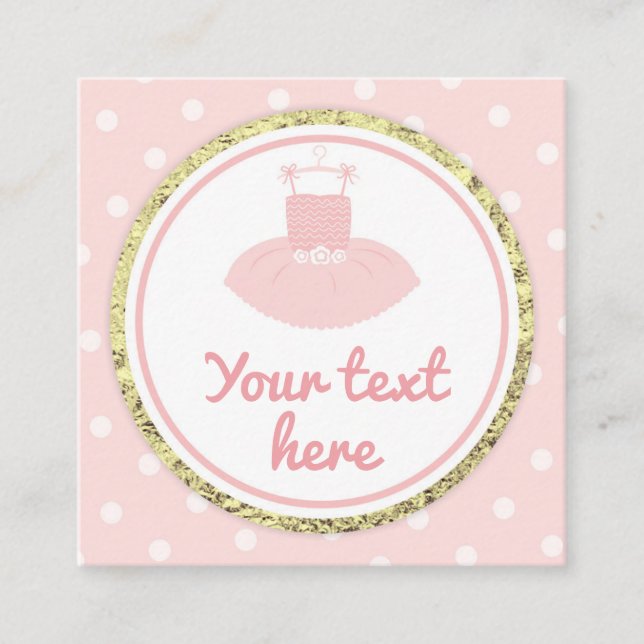 Carte De Visite Carré Balise Favoriser le Baby shower Tutu (Devant)