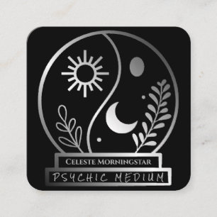 Carte De Visite Carré Balle en cristal argenté Psychique Moyenne Lune So