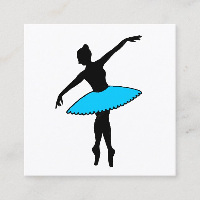 Carte De Visite Carré Ballerina Ballet Pointe Blue Tutu Professeur de da (Devant)