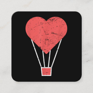 Carte De Visite Carré Ballons à air chaud de coeur mignon