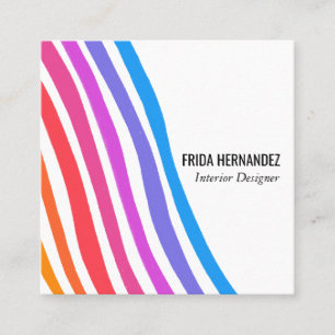 Carte De Visite Carré Bandes minimalistes arc-en-ciel rétrospectives