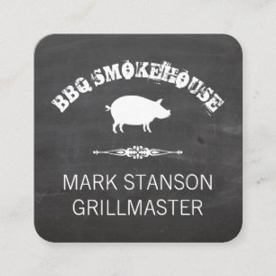 Carte De Visite Carré Barbecue / Cochon / Arrière - plan de la calque