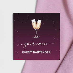 Carte De Visite Carré Bartender Burgundy Night Sky Stars Galaxie cosmiqu