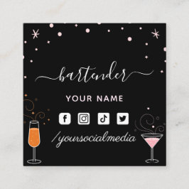 Carte De Visite Carré Bartender Glamour Cocktail Signature Calligraphie