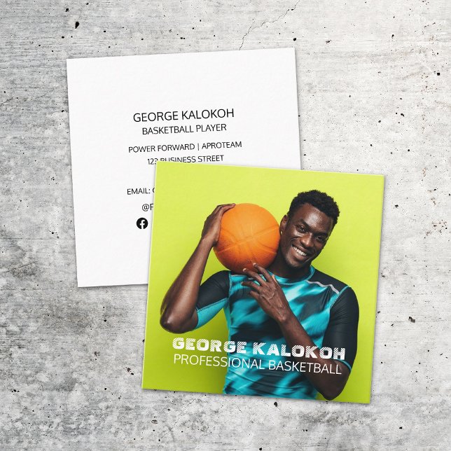 Carte De Visite Carré Basket-ball Sport Athlète Entraîneur personnel Ent (Créateur téléchargé)