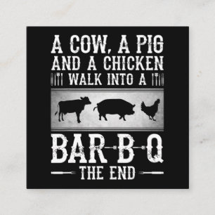 Carte De Visite Carré BBQ Une Vache Un Cochon Et Un Poulet Marcher Dan