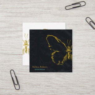 Carte De Visite Carré Beau logo de papillon décoratif noir