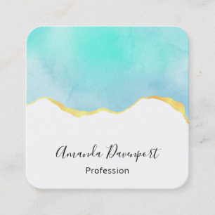 Carte De Visite Carré Beautiful Tropical Green with Gold Border