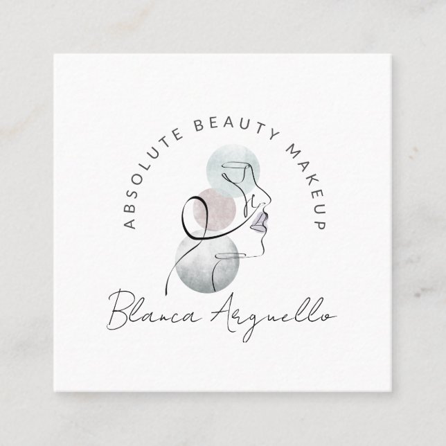 Carte De Visite Carré Beauty Logo Maquillage Artiste Affaires Et Rendez- (Devant)