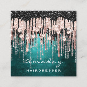 Carte De Visite Carré Beauty Studio Coiffeur Maquillage Rose Vert