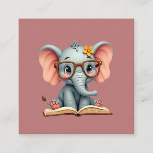Carte De Visite Carré Bébé Éléphant Sage
