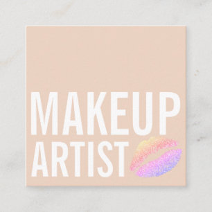 Carte De Visite Carré Beige maquillage moderne