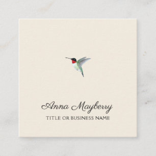 Carte De Visite Carré Beige Ruby-gorge Hummingbird Carré Business Ca