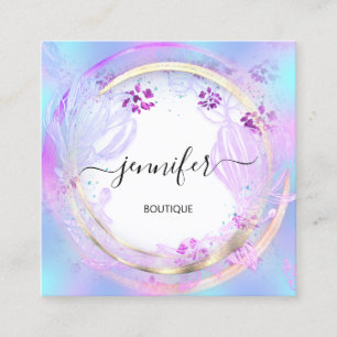 Carte De Visite Carré Belle Boutique Canapé Rose blanc Floral QR Code Lo