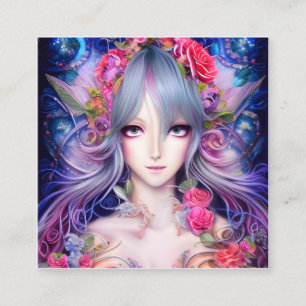 Carte De Visite Carré Belle Dame de l'Anime de Thanksgiving en 3D