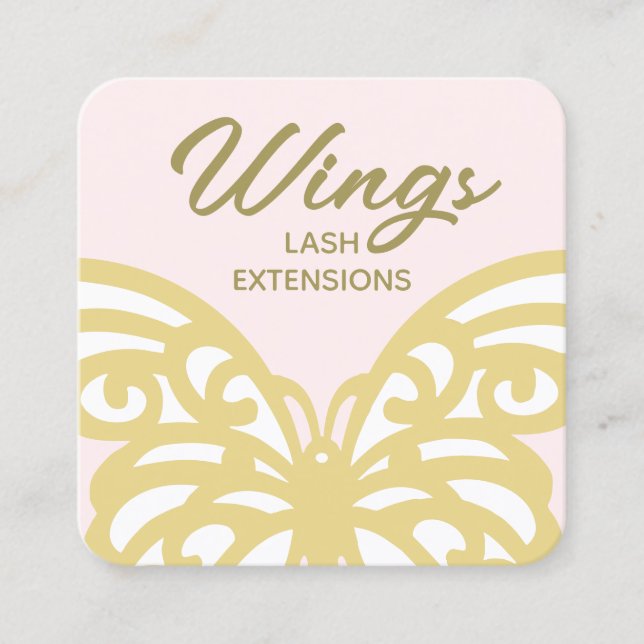 Carte De Visite Carré Beurre jaune gras Or rose beauté moderne (Devant)