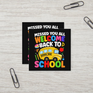 Carte De Visite Carré Bienvenue à bord du bus scolaire pour le premier j
