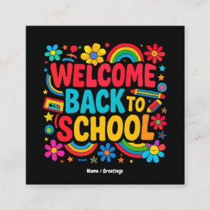 Carte De Visite Carré Bienvenue Retour à l'école Appréciation des enfant