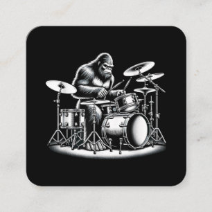 Carte De Visite Carré Bigfoot Drummer Sasquatch Jouer Drums Musicien B