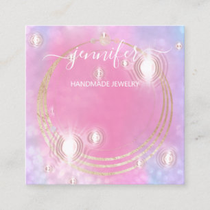 Carte De Visite Carré Bijoux faits main Holographe du logo personnalisé