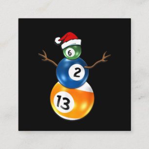 Carte De Visite Carré Billard Snowman de Noël avec billard billard billa