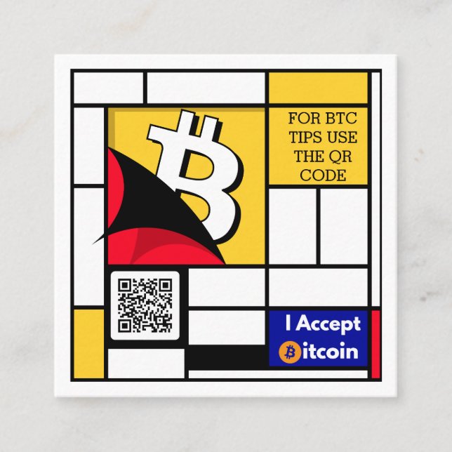 Carte De Visite Carré Bitcoin élégant - Btc crypto (Devant)
